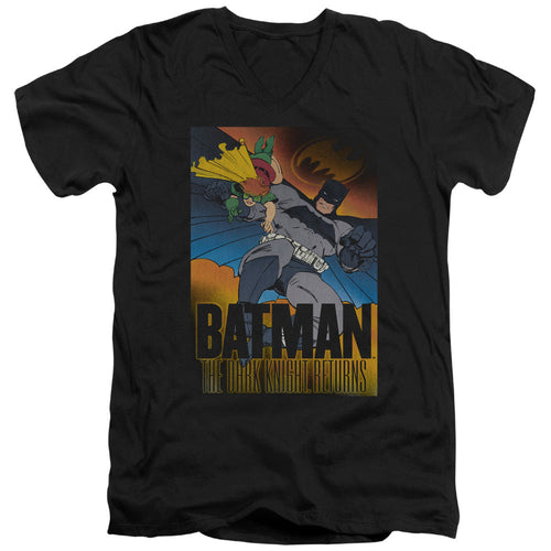 Batman Dk Returns Mens Slim Fit V Neck T Shirt Black
