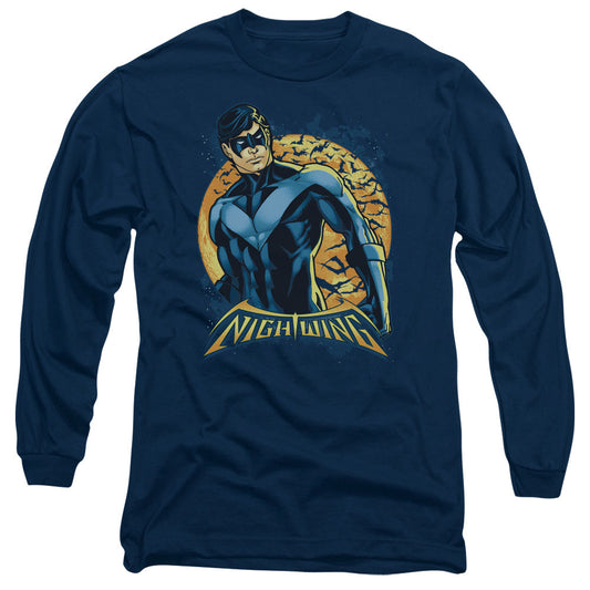 Batman Nightwing Moon Mens Long Sleeve Shirt Navy