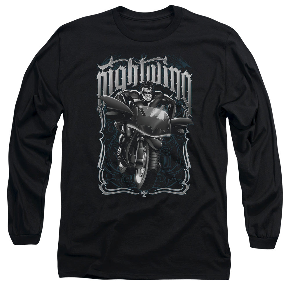 Batman Nightwing Biker Mens Long Sleeve Shirt Black