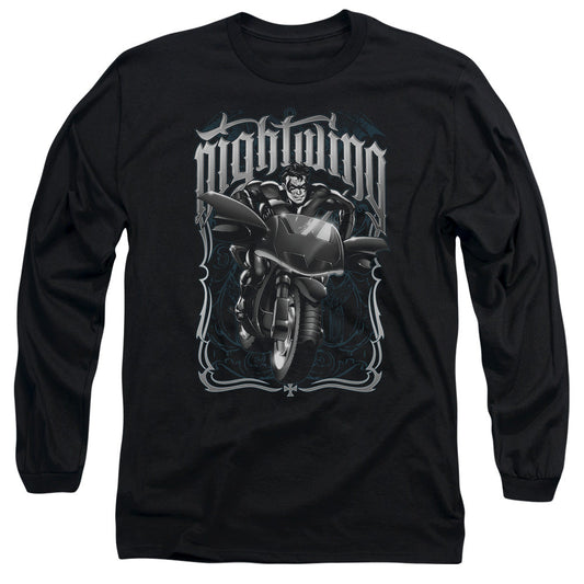Batman Nightwing Biker Mens Long Sleeve Shirt Black