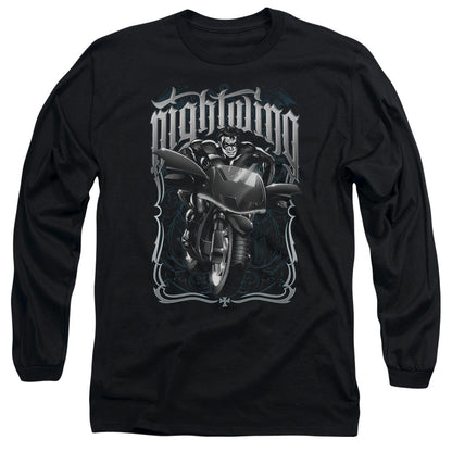 Batman Nightwing Biker Mens Long Sleeve Shirt Black