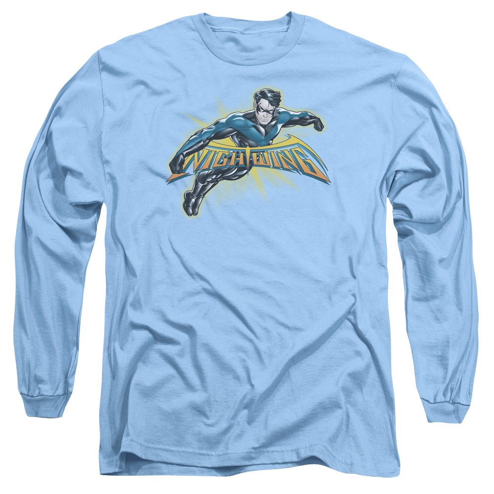 Batman Nightwing Burst Mens Long Sleeve Shirt Carolina Blue