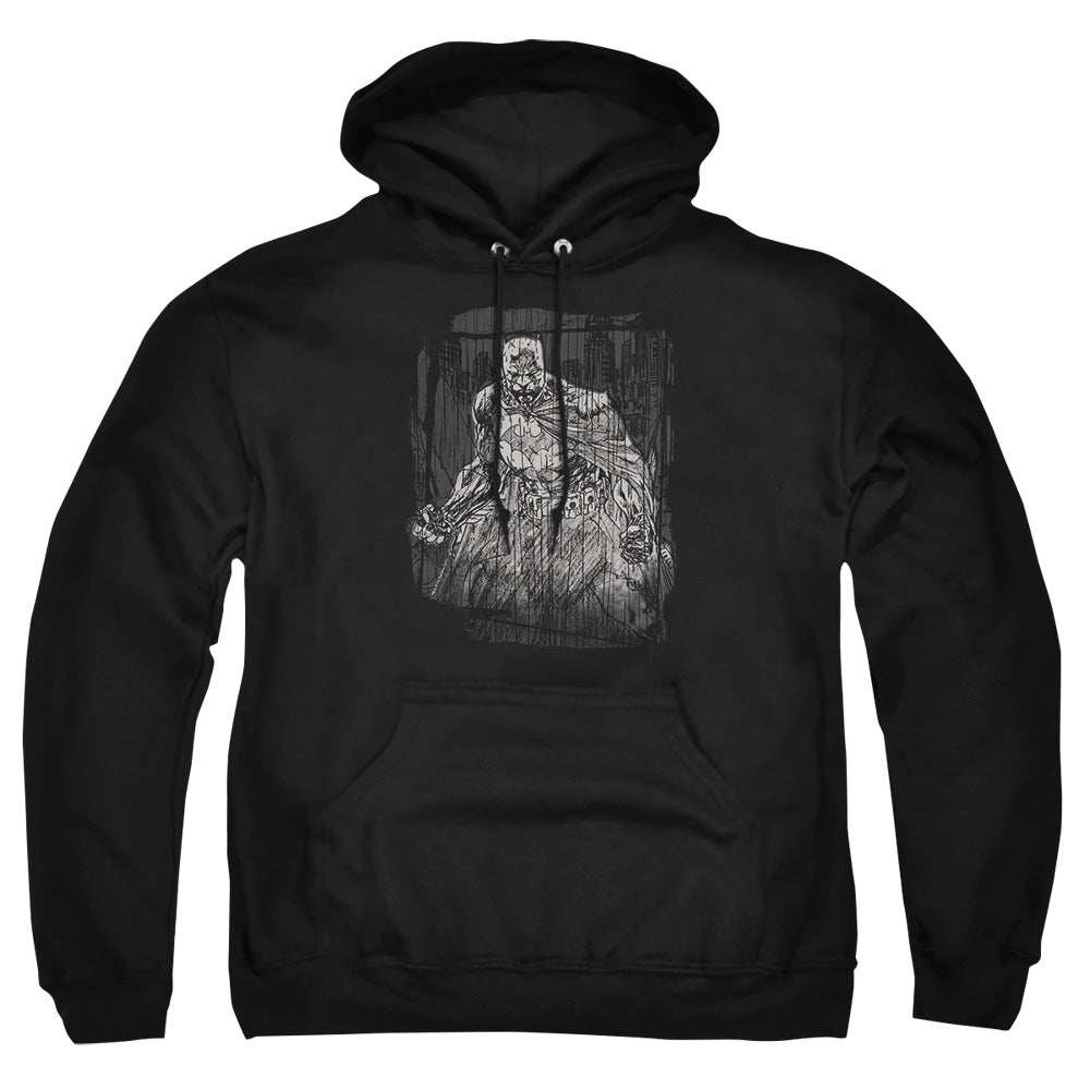 Batman Pencilled Rain Mens Hoodie Black