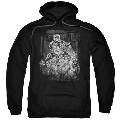Batman Pencilled Rain Mens Hoodie Black