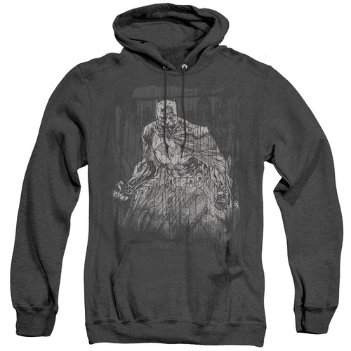 Batman Pencilled Rain Heather Mens Hoodie Black