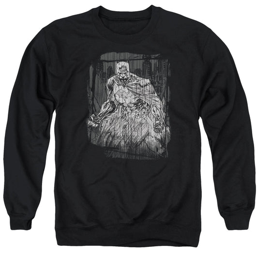 Batman Pencilled Rain Mens Crewneck Sweatshirt Black