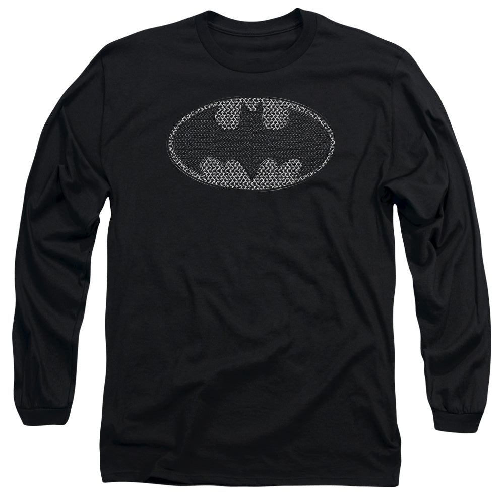 Batman Chainmail Shield Mens Long Sleeve Shirt Black