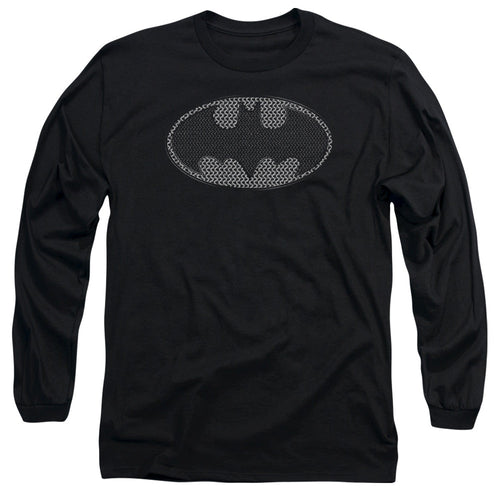 Batman Chainmail Shield Mens Long Sleeve Shirt Black