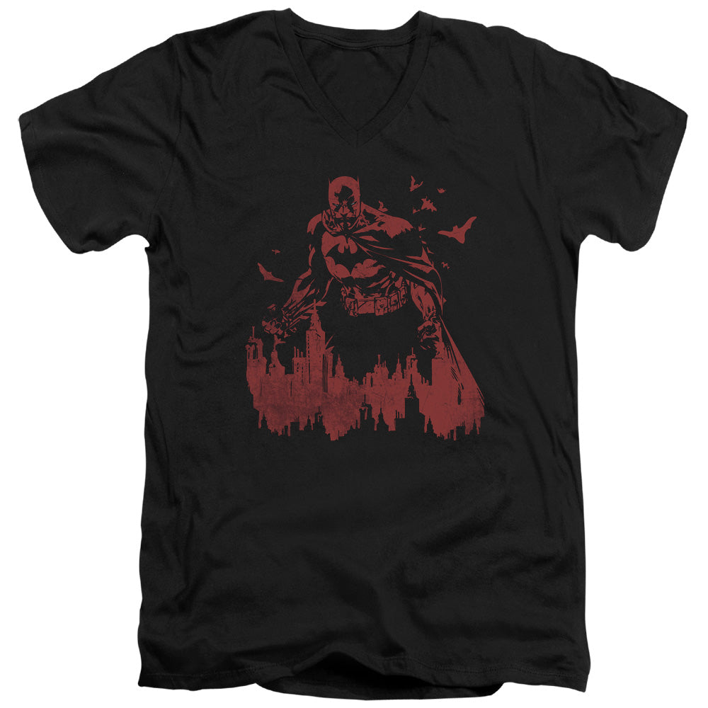 Batman Red Knight Mens Slim Fit V Neck T Shirt Black
