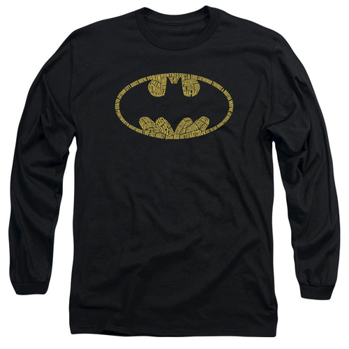 Batman Word Logo Mens Long Sleeve Shirt Black