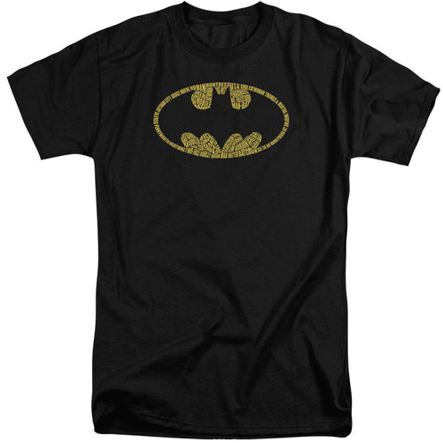 Batman Word Logo Mens Tall T Shirt Black
