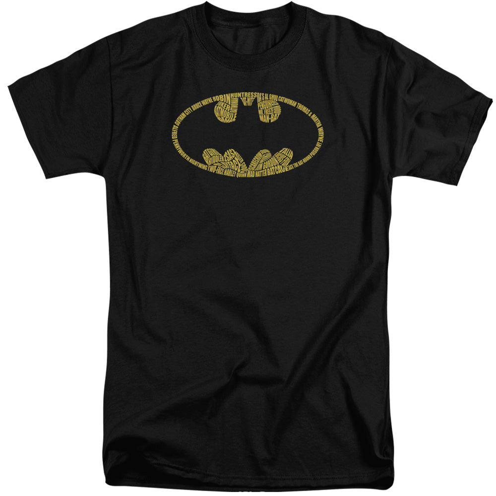 Batman Word Logo Mens Tall T Shirt Black