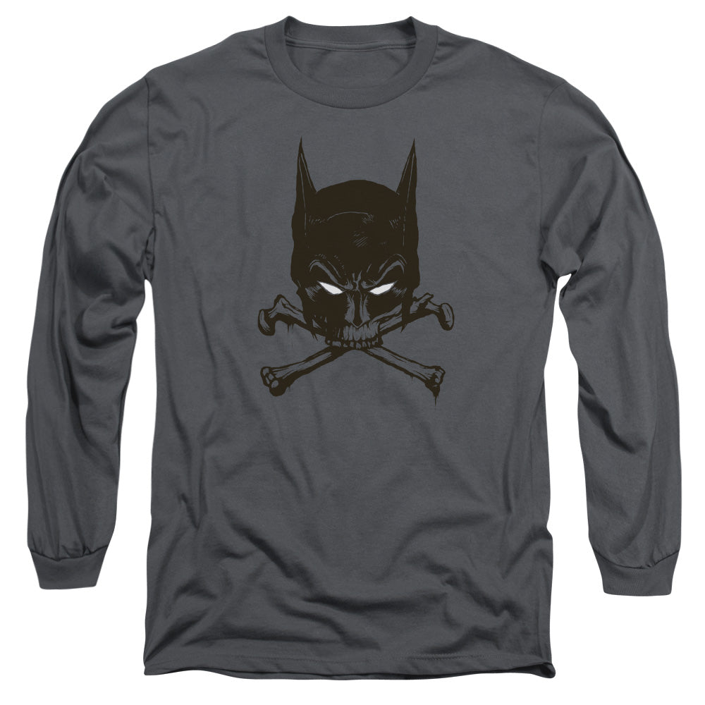 Batman Bat And Bones Mens Long Sleeve Shirt Charcoal