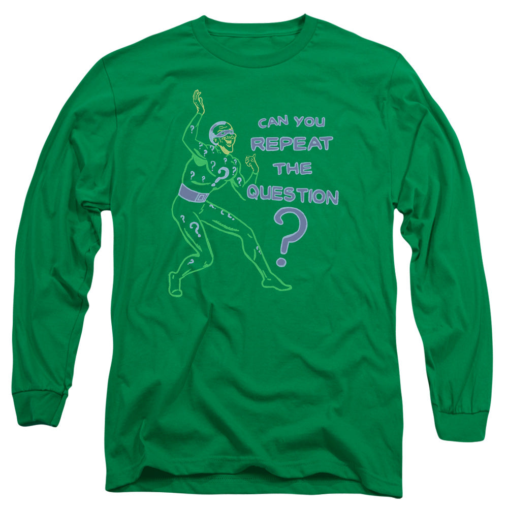 Batman Repeat Mens Long Sleeve Shirt Kelly Green