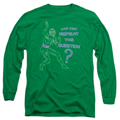 Batman Repeat Mens Long Sleeve Shirt Kelly Green