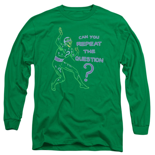 Batman Repeat Mens Long Sleeve Shirt Kelly Green