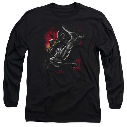 Batman Kick Swing Mens Long Sleeve Shirt Black