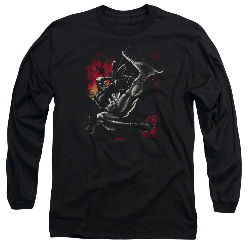 Batman Kick Swing Mens Long Sleeve Shirt Black