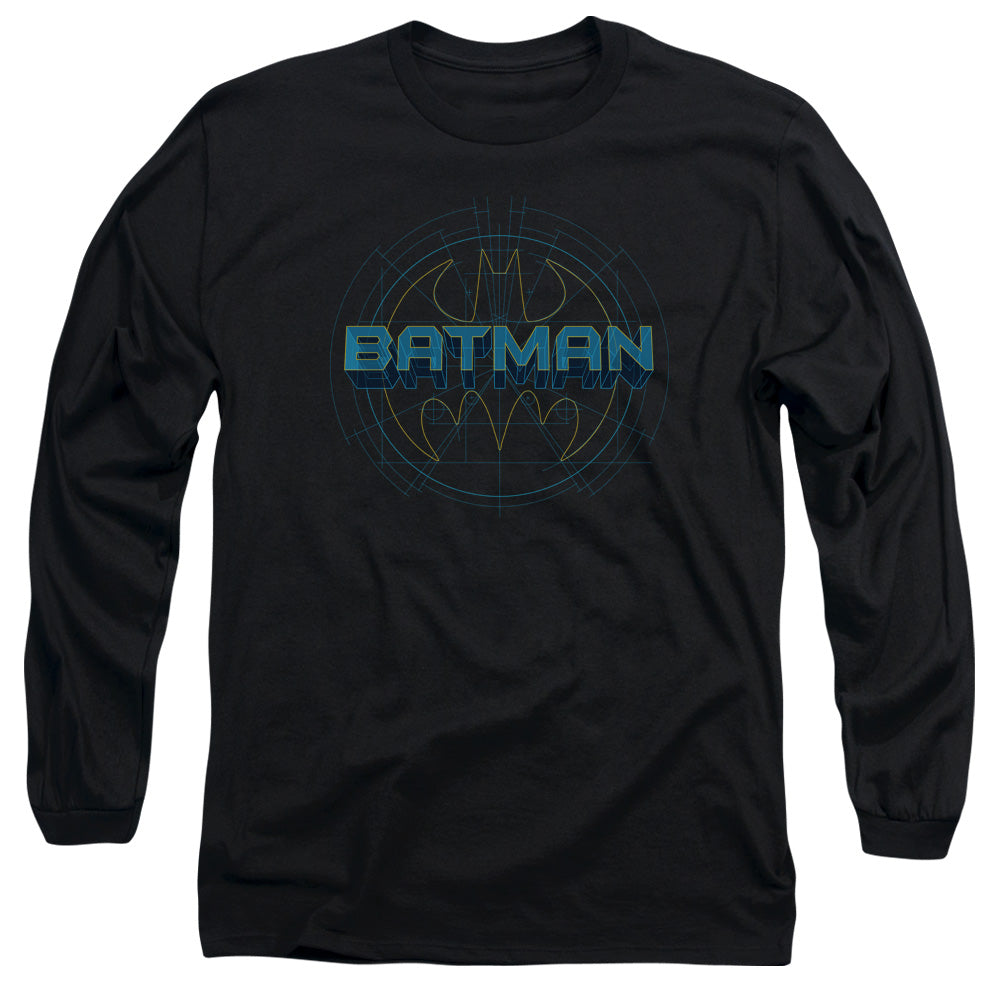 Batman Bat Tech Logo Mens Long Sleeve Shirt Black