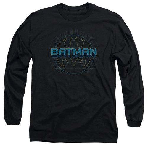 Batman Bat Tech Logo Mens Long Sleeve Shirt Black
