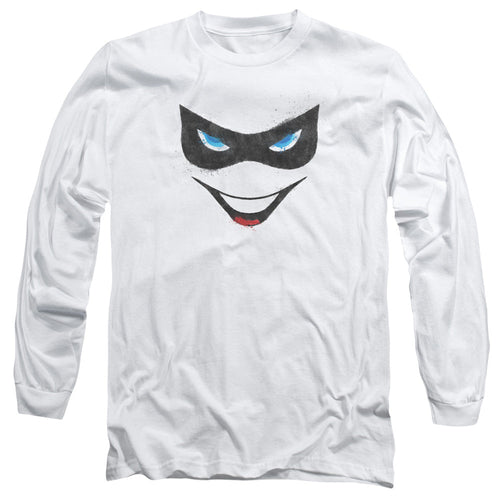 Batman Harley Face Mens Long Sleeve Shirt White
