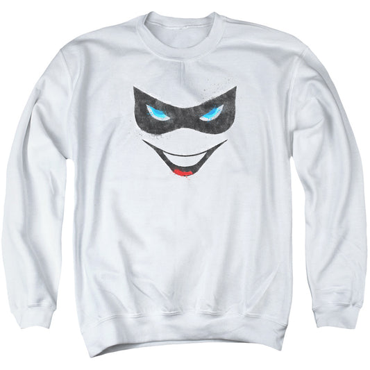 Batman Harley Face Mens Crewneck Sweatshirt White