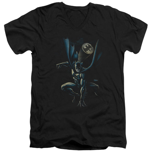 Batman Calling All Bats Mens Slim Fit V Neck T Shirt Black