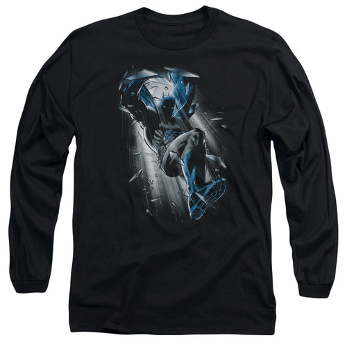 Batman Bat Crash Mens Long Sleeve Shirt Black