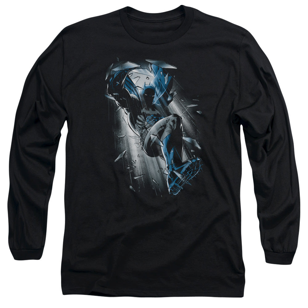 Batman Bat Crash Mens Long Sleeve Shirt Black