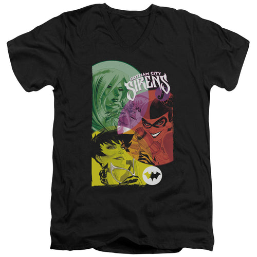 Batman Gotham Sirens Mens Slim Fit V Neck T Shirt Black