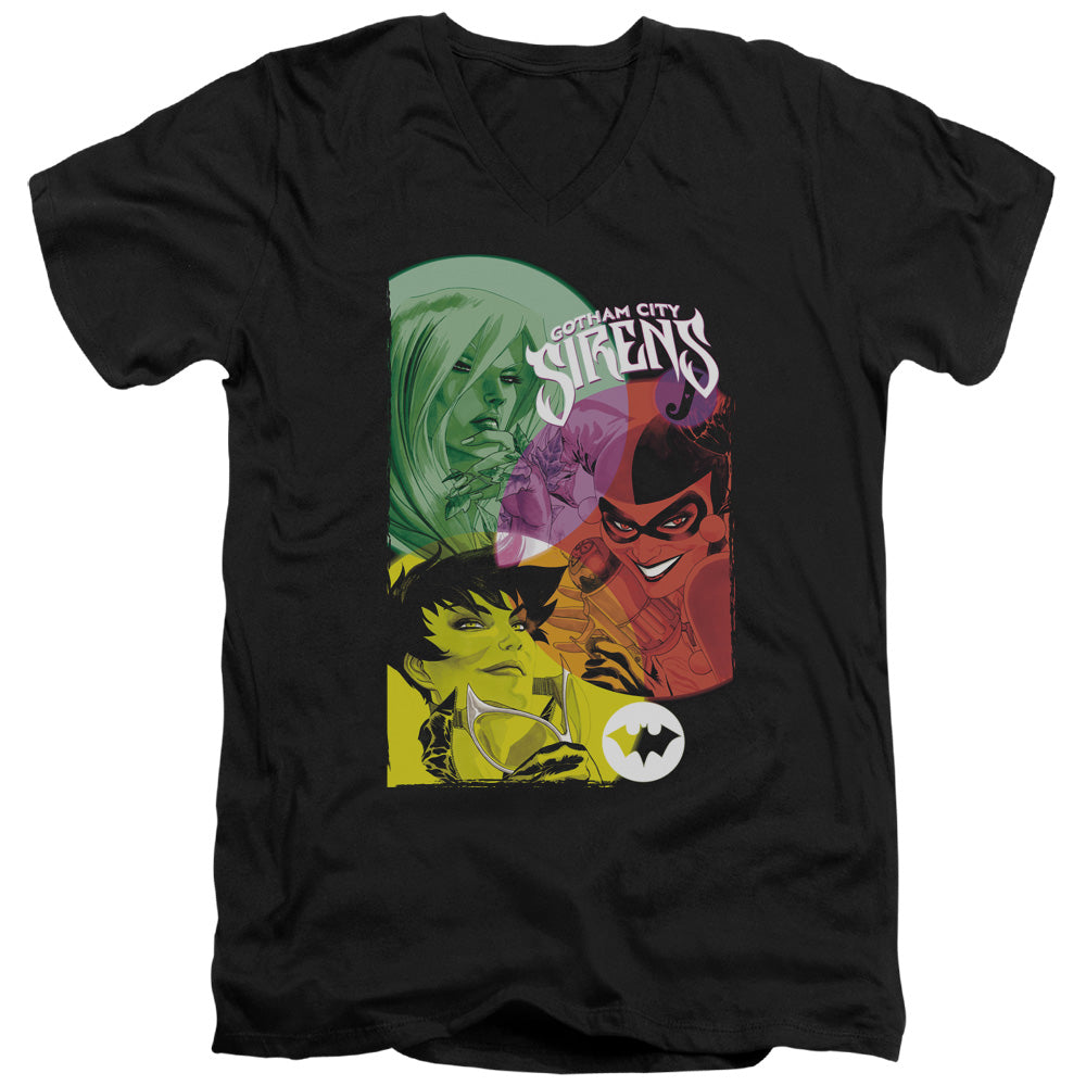 Batman Gotham Sirens Mens Slim Fit V Neck T Shirt Black