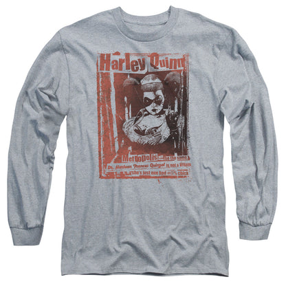 Batman Dr Quinn Mens Long Sleeve Shirt Athletic Heather