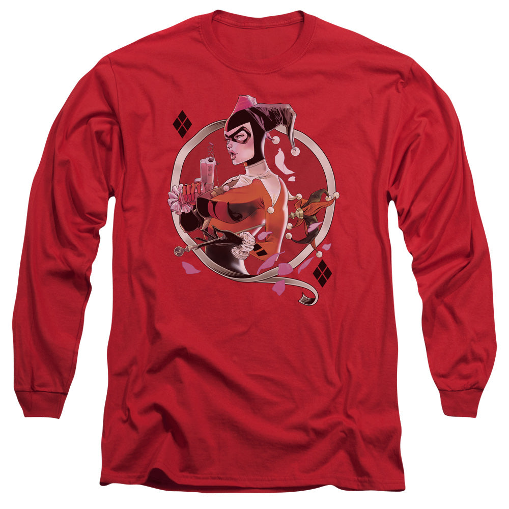 Batman Harley Q Mens Long Sleeve Shirt Red