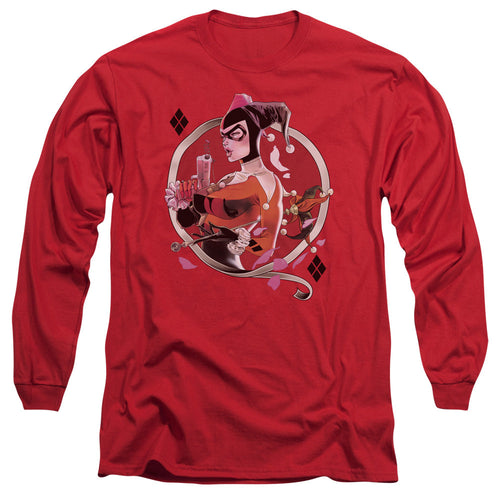 Batman Harley Q Mens Long Sleeve Shirt Red