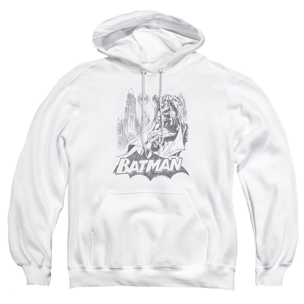 Batman Bat Sketch Mens Hoodie White