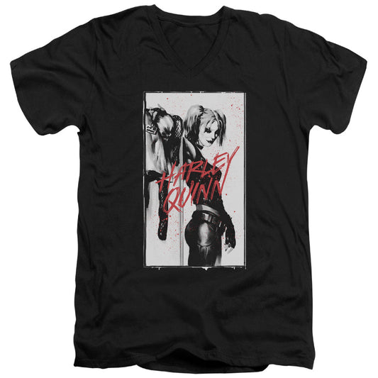 Batman Inked Quinn Mens Slim Fit V Neck T Shirt Black