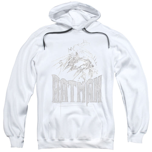 Batman Knight Sketch Mens Hoodie White