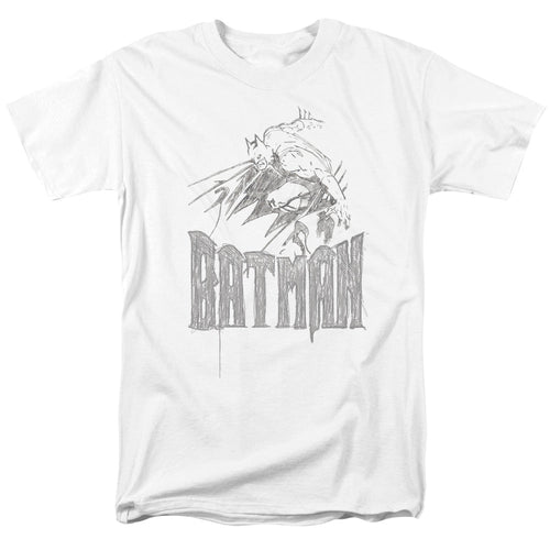 Batman Knight Sketch Mens T Shirt White