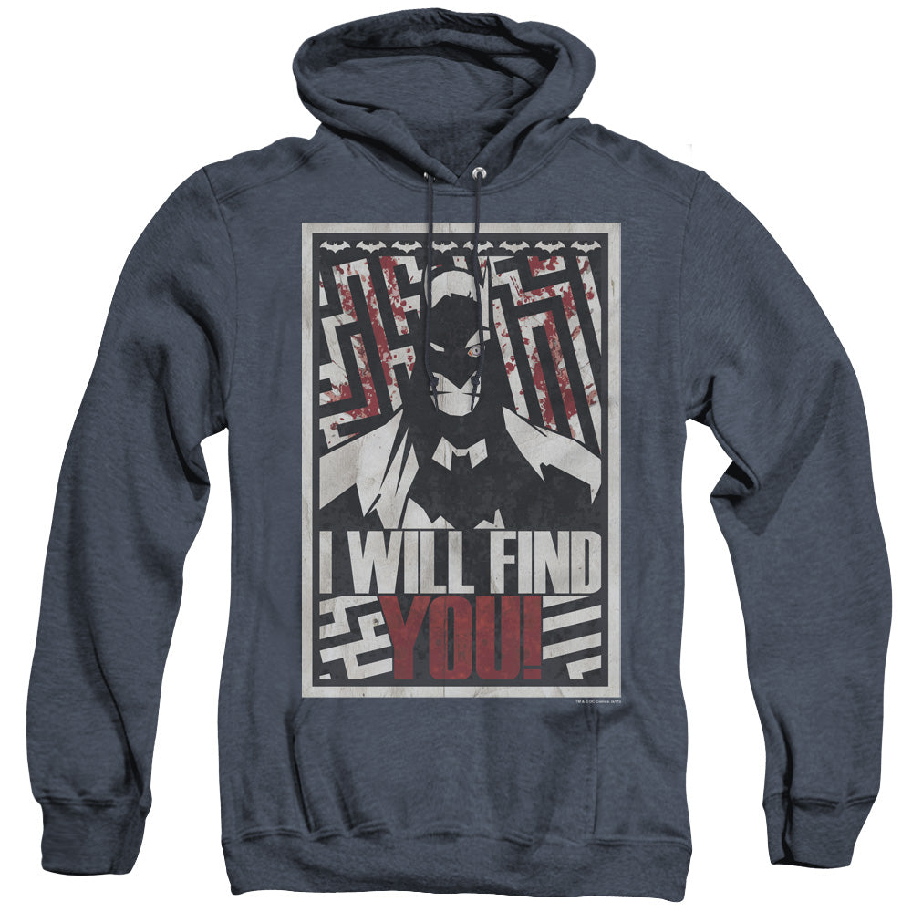 Batman I Will Fnd You Heather Mens Hoodie Navy