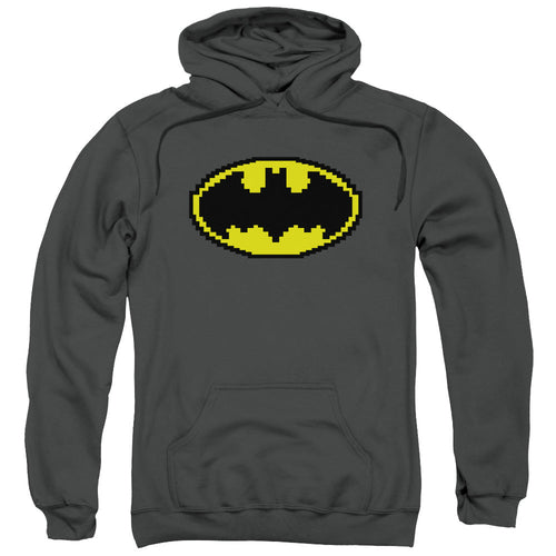 Batman Pixel Symbol Mens Hoodie Charcoal
