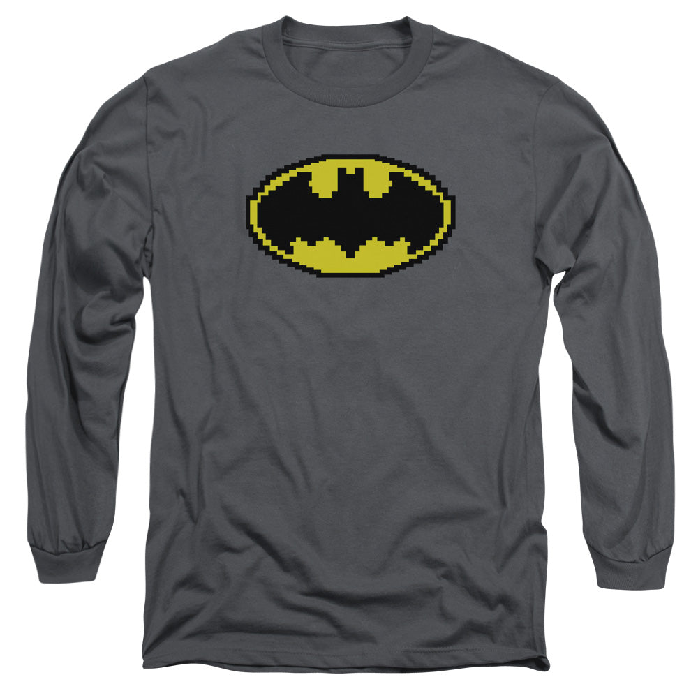 Batman Pixel Symbol Mens Long Sleeve Shirt Charcoal