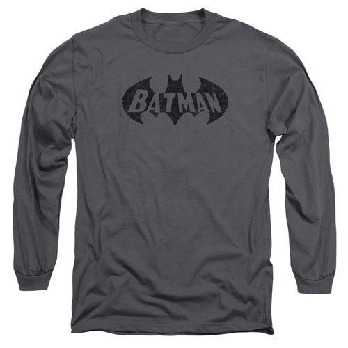 Batman Crackle Bat Mens Long Sleeve Shirt Charcoal
