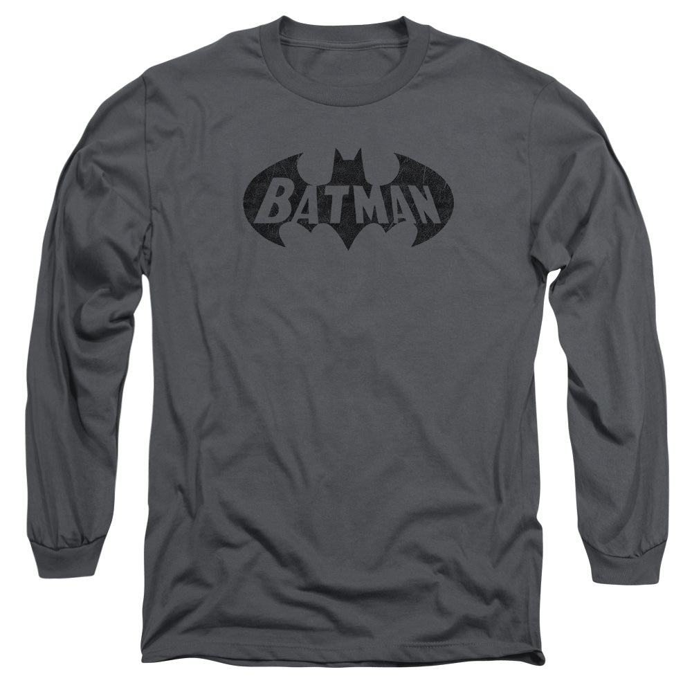 Batman Crackle Bat Mens Long Sleeve Shirt Charcoal