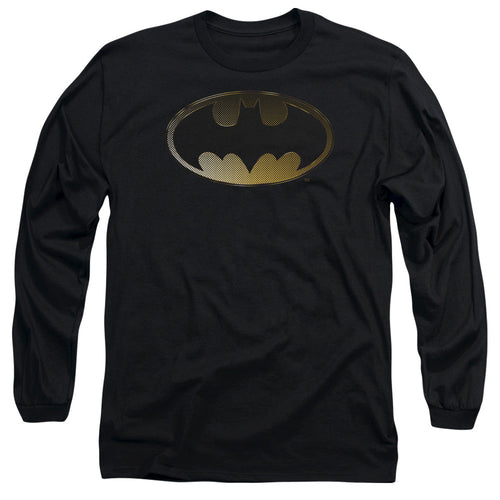 Batman Halftone Bat Mens Long Sleeve Shirt Black