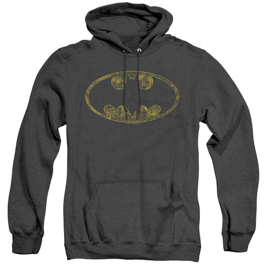Batman Tattered Logo Heather Mens Hoodie Black