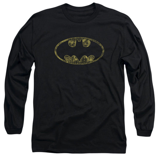 Batman Tattered Logo Mens Long Sleeve Shirt Black