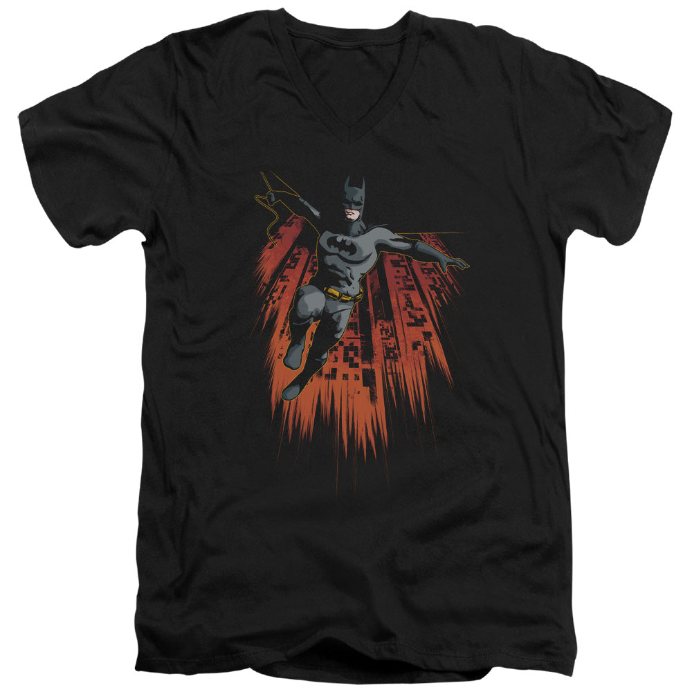 Batman Majestic Mens Slim Fit V Neck T Shirt Black