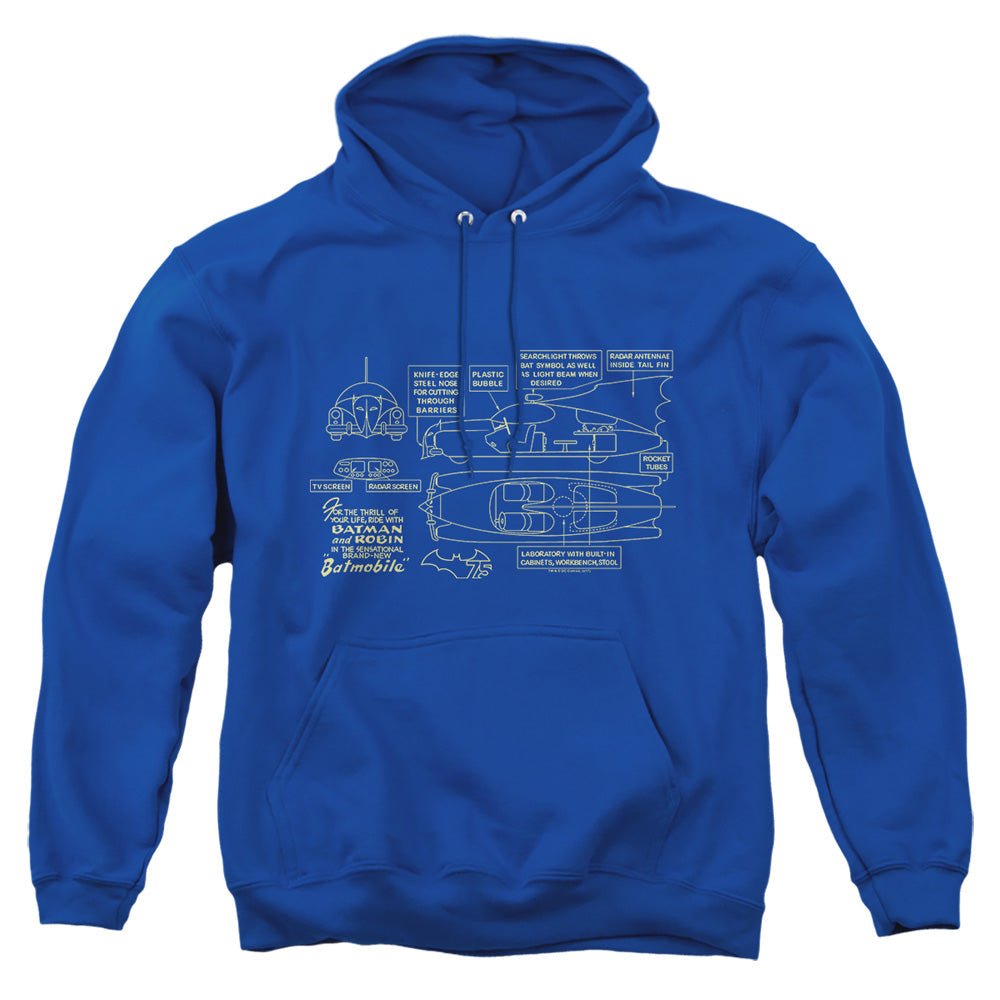 Batman Batmobile Mens Hoodie Royal