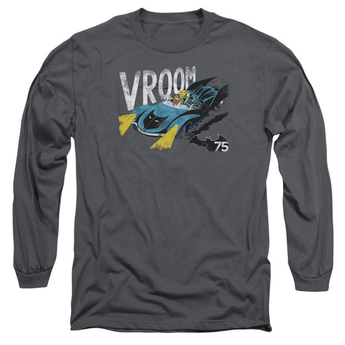 Batman Vroom Mens Long Sleeve Shirt Charcoal