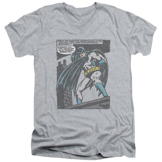 Batman Bat Origins Mens Slim Fit V Neck T Shirt Athletic Heather